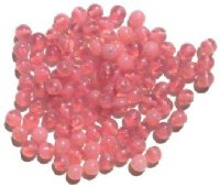 100 6mm Milky Opal Pink Round Glass Beads